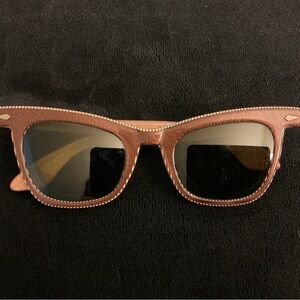 Vintage 1950s American Optical Calobar CP73-46 Leather Look, Stripe Sunglasses